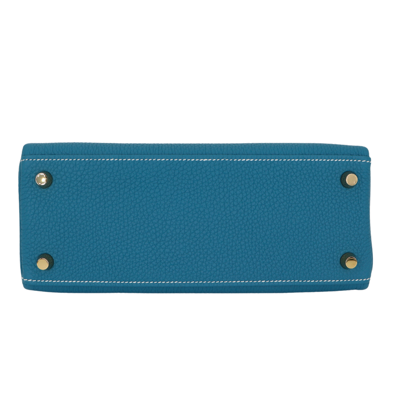 Hermès 25cm Kelly Retourne Bleu Jean Togo Leather Gold Hardware