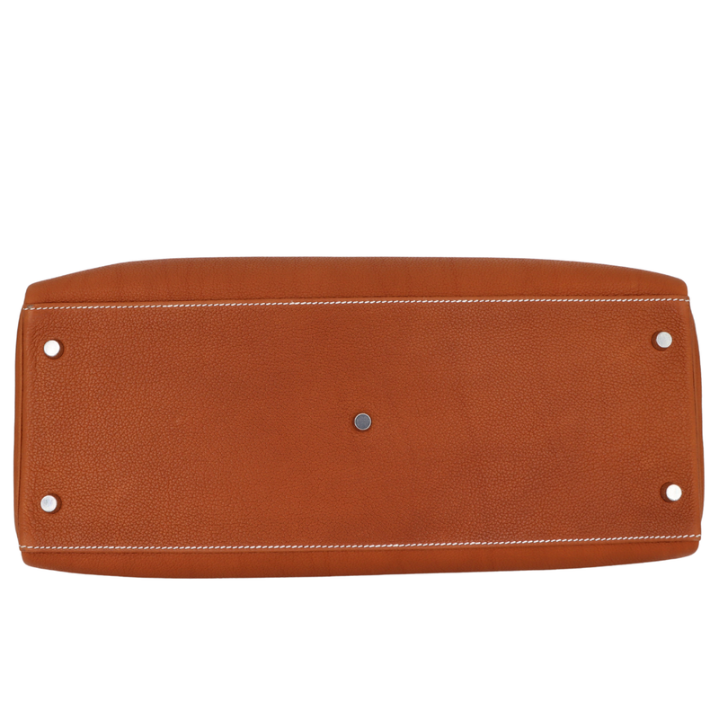 HERMES エルメス　ブラウンファー アームカバー Hermès 42cm Kelly Maxi Fauve Barenia Leather Palladium Hardware