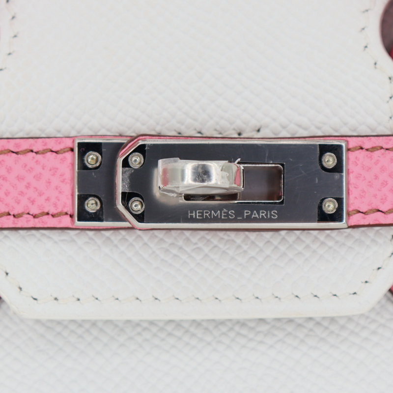 Hermès 25cm Birkin HSS White/Bubblegum Epsom Leather Pallladium Hardware