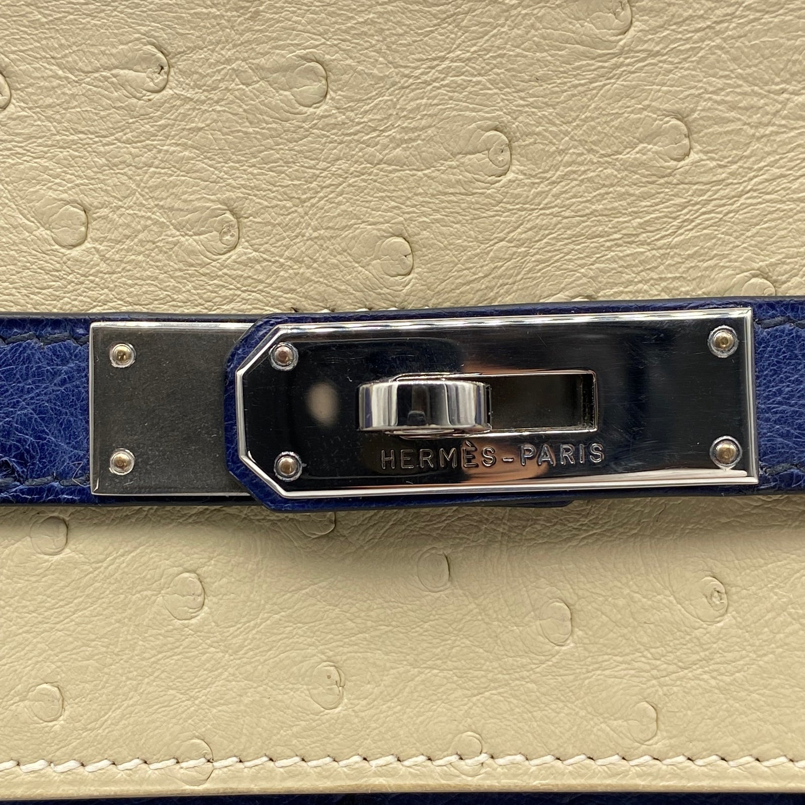 Hermès 40cm Birkin Bleu Roi/Parchemin Ostrich Palladium Hardware