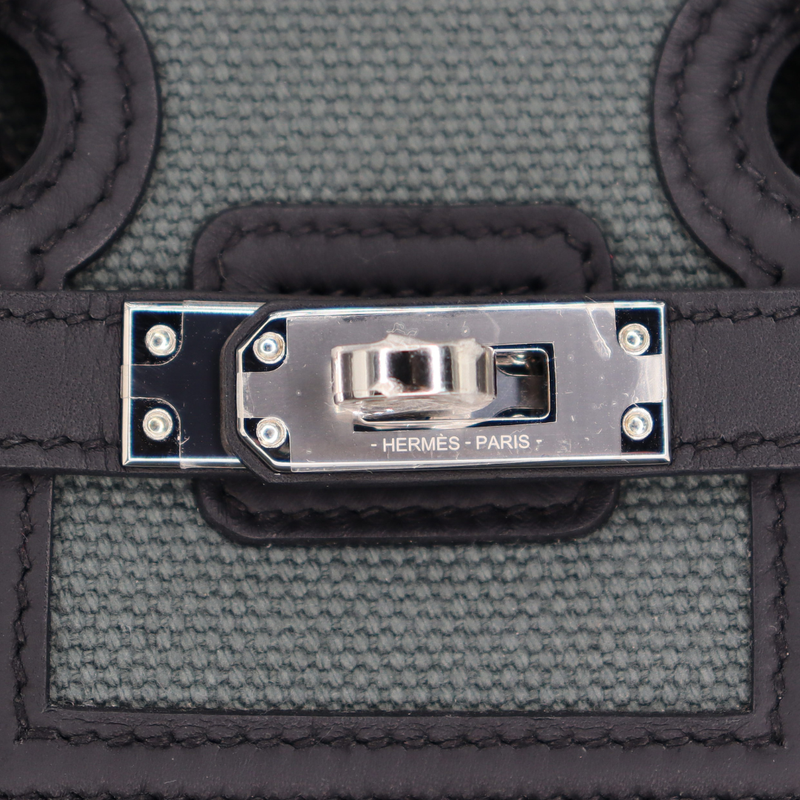 Hermès 25cm Birkin Cargo Vert Mangrove Toile/Swift Leather Palladium Hardware