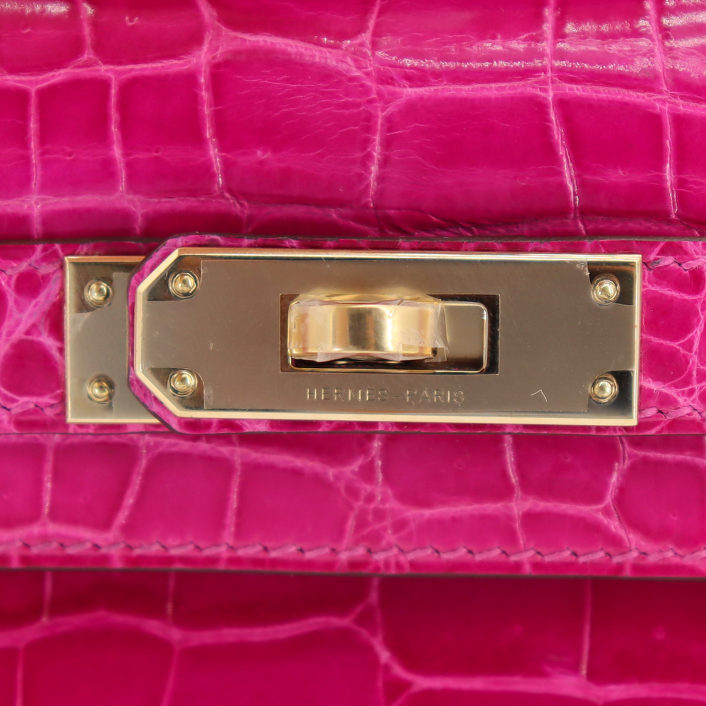 Hermès Kelly Cut Rose Scheherazade Shiny Niloticus Crocodile Gold
