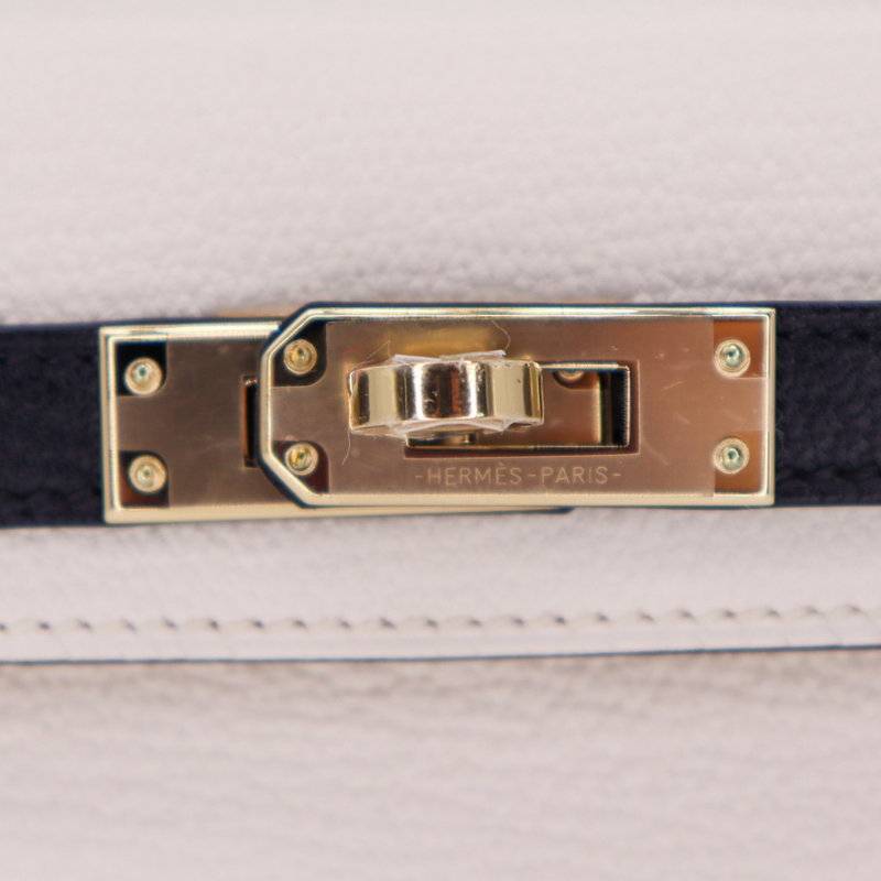 Hermès Kelly II Sellier Mini Nata/Black Chèvre Leather Permabrass Hardware