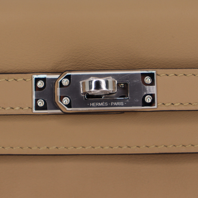 Hermès 25cm Kelly Colormatic Poussiere Swift Leather Palladium
