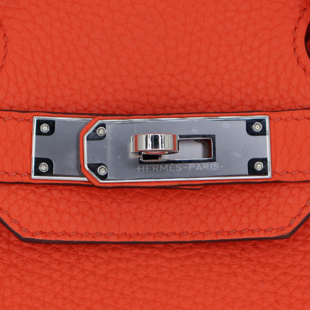 Hermès 30cm Birkin Verso Orange Poppy Clemence Leather Palladium