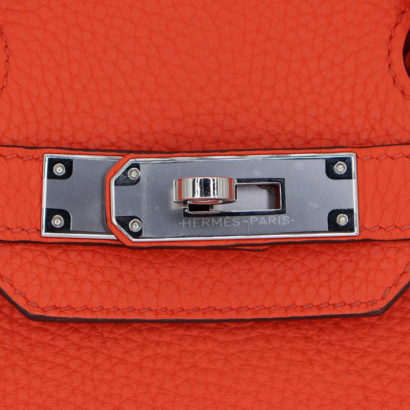 HERMES　Handcream　百貨店 Hermès 30cm Birkin Verso Orange Poppy Clemence Leather Palladium