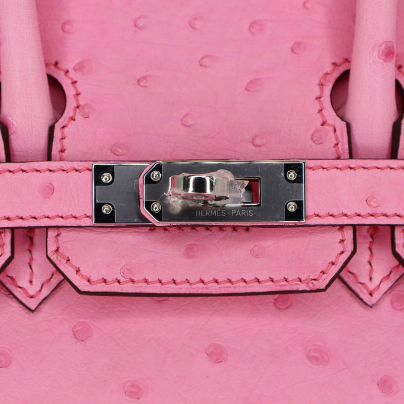 Hermès 25cm Birkin Mykonos Ostrich Palladium Hardware exclusive at