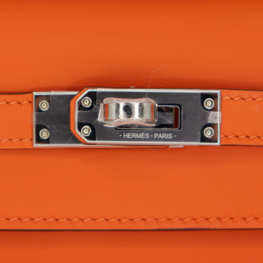 Hermès Kelly Pochette HSS Orange/Gris Perle Swift Leather