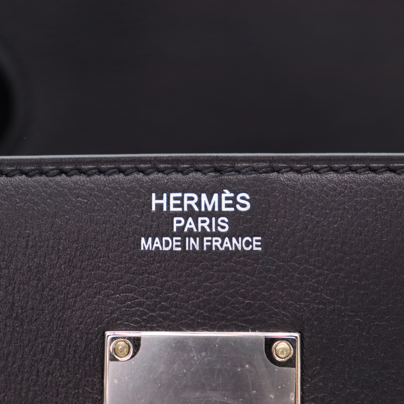 Hermès 40cm HAC Black Toile/Swift Leather Palladium Hardware