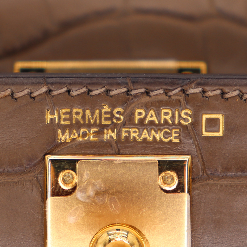 Hermès Kelly II Sellier Mini Gris Elephant Matte Alligator Gold Hardware