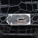 Hermès 50cm HAC Black Shiny Porosus Crocodile Palladium Hardware