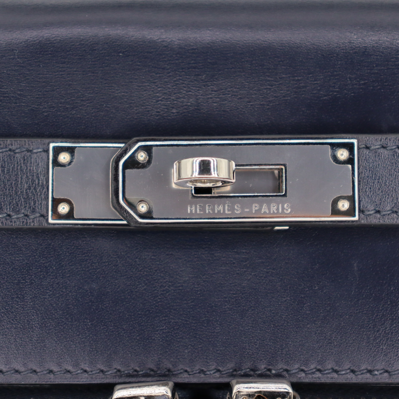 Hermès 35cm Kelly Lakis Bleu Marine Toile/Box Calf Leather