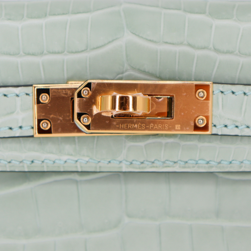 Hermès Kelly II Sellier Mini Vert Cypress Matte Alligator Gold Hermès Kelly II Sellier Mini Vert Cypress Matte Alligator Gold