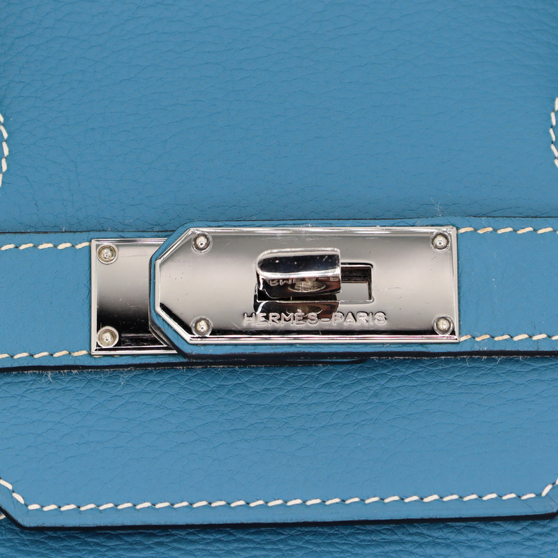Hermès 42cm Birkin Shoulder JPG Bleu Jean Clemence Leather Palladium Hardware