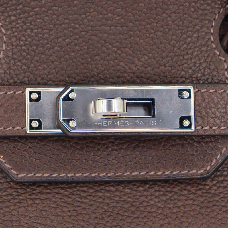 Hermès 30cm Birkin Ebene Barenia Faubourg Leather Palladium Hardware