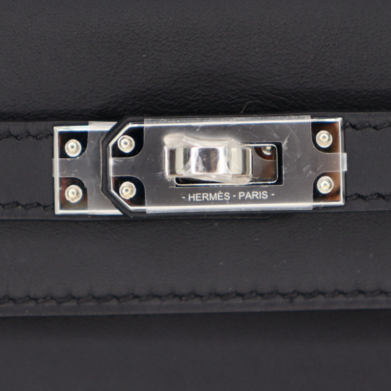 Hermès 25cm Kelly Colormatic Black Swift Leather Palladium Hardware