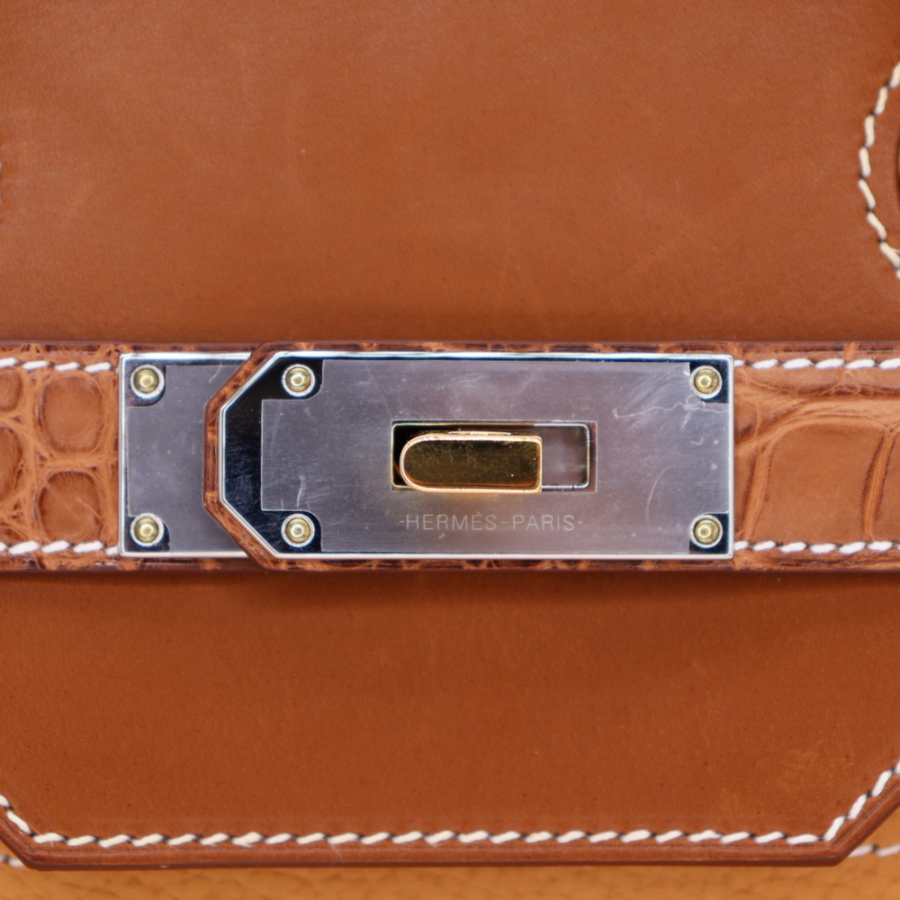 Hermès 40cm HAC Patchwork Barenia/Vache/Butler/ Natural Sable
