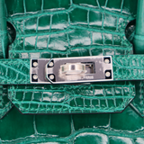 Hermès 25cm Birkin Emerald Shiny Alligator Palladium Hardware