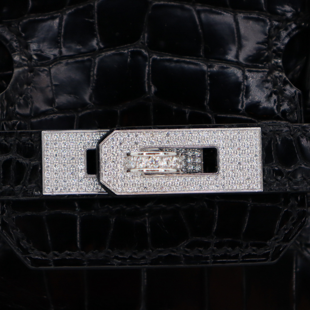 Hermès 25cm Birkin Black Shiny Niloticus Crocodile Palladium