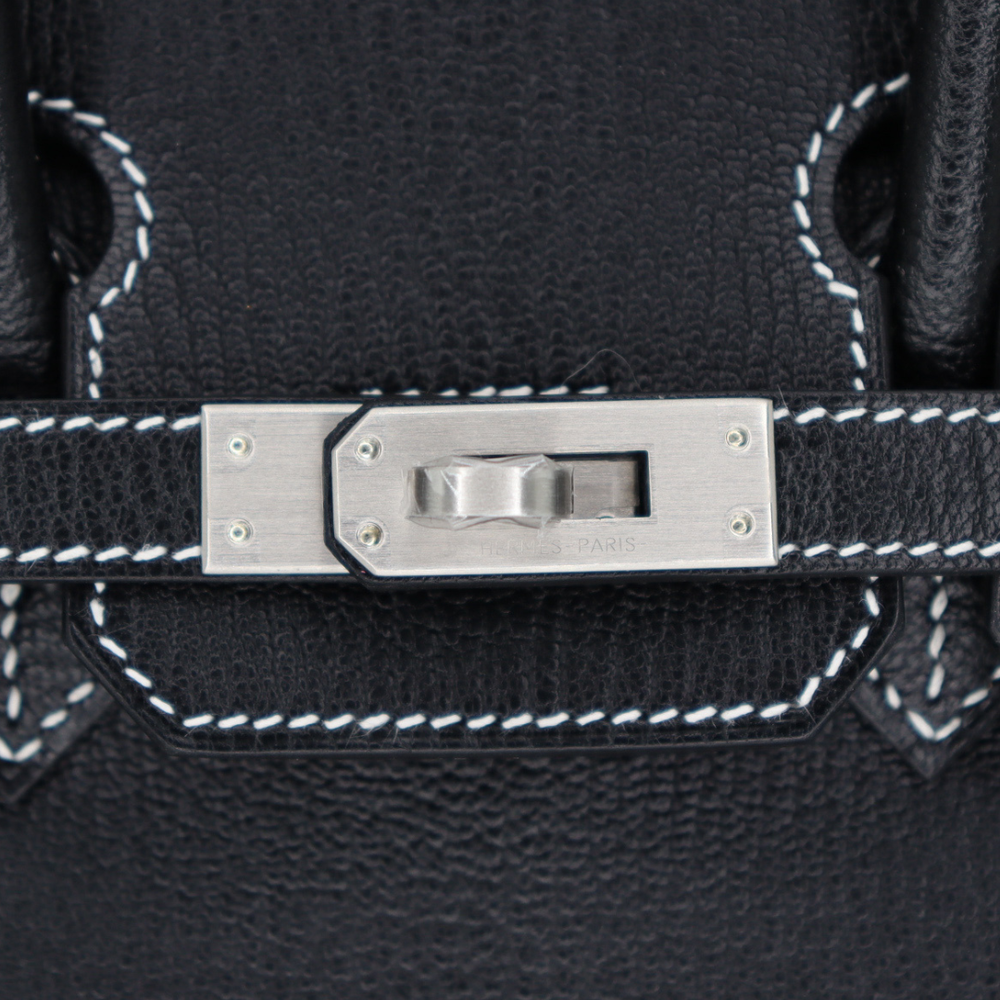 Hermès 25cm Birkin HSS Black Chèvre Leather with Brushed Palladium