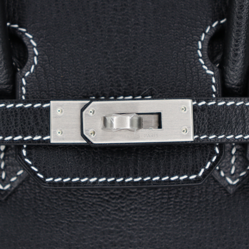 Hermès 25cm Birkin HSS Black Chèvre Leather with Brushed Palladium