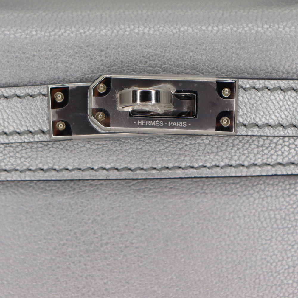 Hermès Kelly II Sellier Mini Gris Argente Chèvre Chamkilight