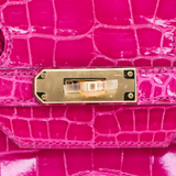 Hermès 35cm Birkin Rose Scheherazade Shiny Porosus Crocodile Gold Hardware