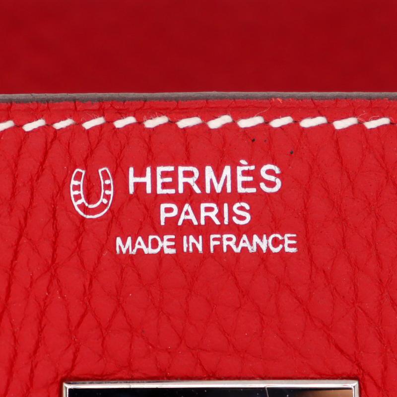 Hermès 30cm Birkin HSS Rouge Casaque/White (Blanc) Clemence Leather Palladium Hardware