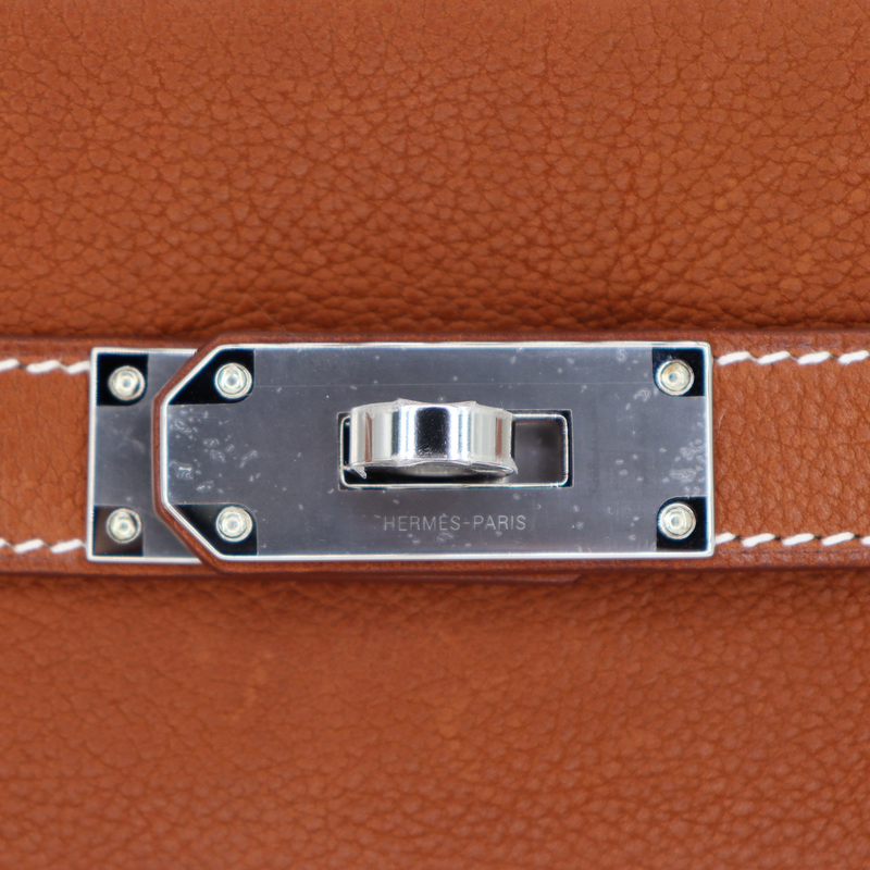 Hermès 42cm Kelly Maxi Fauve Barenia Leather Palladium Hardware