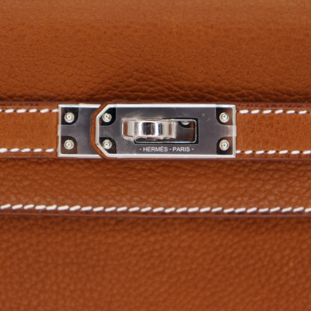 Hermès 25cm Kelly Retourne Fauve Barenia Faubourg Leather