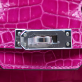 Hermès 25cm Birkin Rose Scheherazade Shiny Porosus Crocodile Palladium Hardware