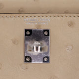 Hermès Kelly II Sellier Mini Parchemin Ostrich Palladium Hardware