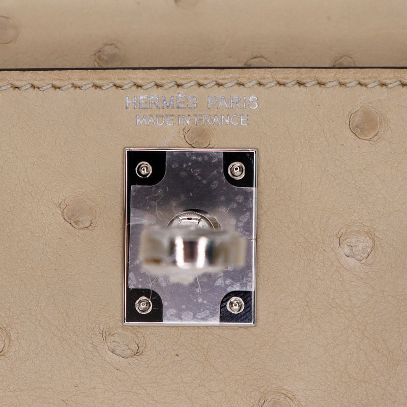 Hermès Kelly II Sellier Mini Parchemin Ostrich Palladium Hardware