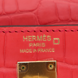 Hermès 25cm Kelly Retourne Bougainvillea Matte Alligator Gold Hardware