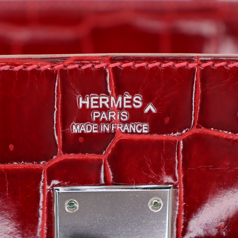 Hermès 50cm HAC Braise Shiny Porosus Crocodile Palladium Hardware Hermès 50cm HAC Braise Shiny Porosus Crocodile Palladium Hardware