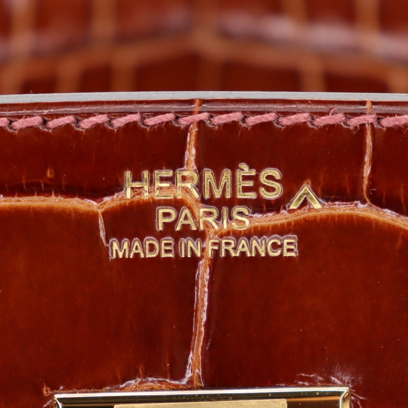 Hermès 30cm Birkin Miel Shiny Porosus Crocodile Gold Hardware