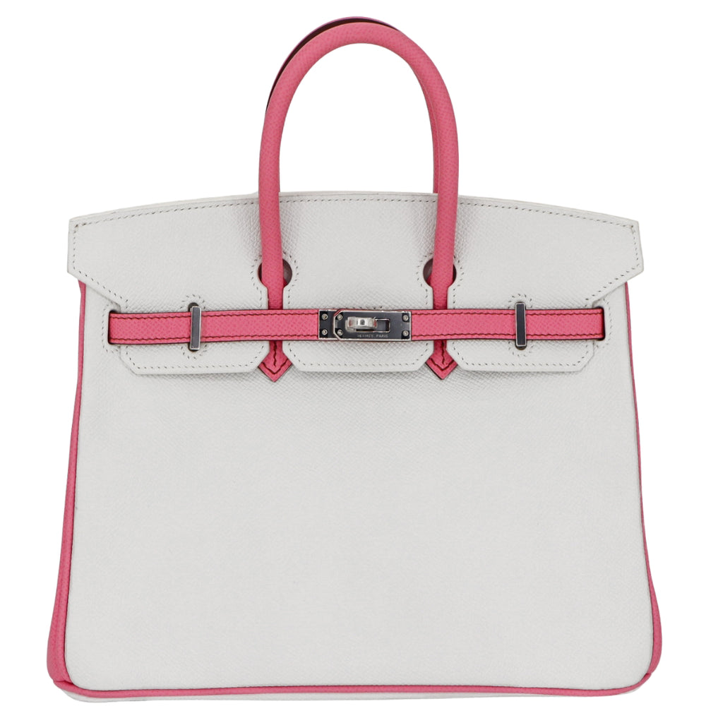 Hermès 25cm Birkin HSS White/Bubblegum Epsom Leather Pallladium
