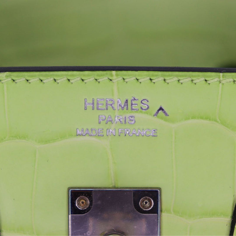 Hermès 25cm Birkin Jaune Bourgeon Matte Porosus Crocodile Palladium Hardware