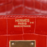 Hermès 30cm Birkin Braise Shiny Niloticus Crocodile Gold Hardware