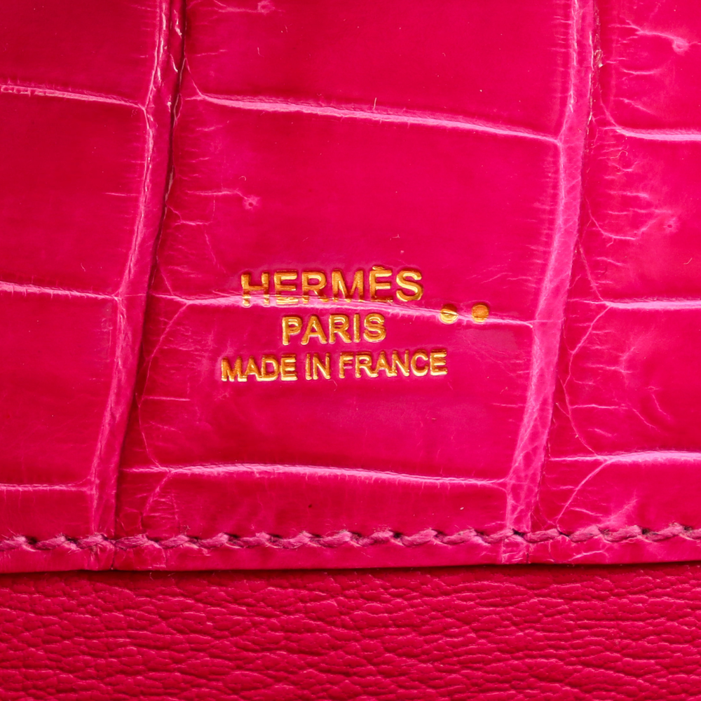 Hermès Kelly Cut Rose Scheherazade Shiny Niloticus Crocodile Gold