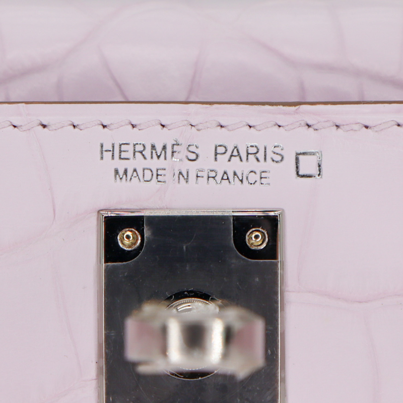 Hermès Kelly II Sellier Mini Mauve Pale Matte Boreal Alligator Palladium Hardware