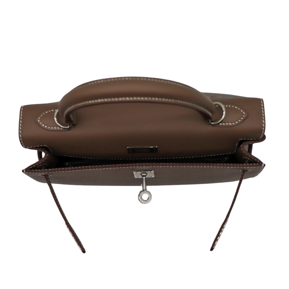 Hermès 25cm Kelly Sellier Etoupe Epsom Leather Gold Hardware