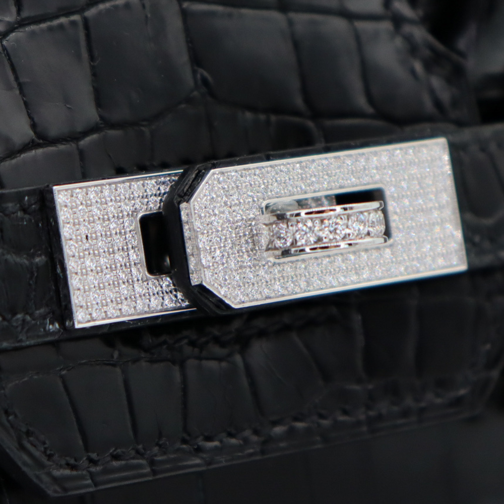 Hermès 25cm Birkin Black Shiny Niloticus Crocodile Palladium