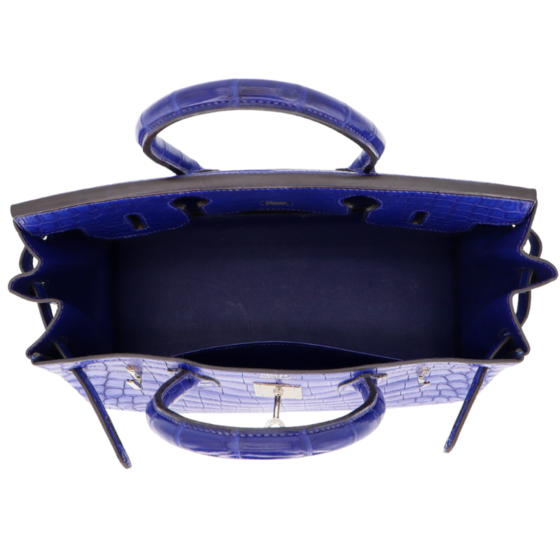 Hermès 30cm Birkin Bleu Electrique Matte Niloticus Crocodile Palladium Hardware