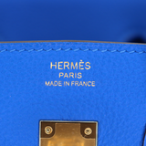 Hermès 25cm Birkin Bleu Hydra Togo Leather Gold Hardware