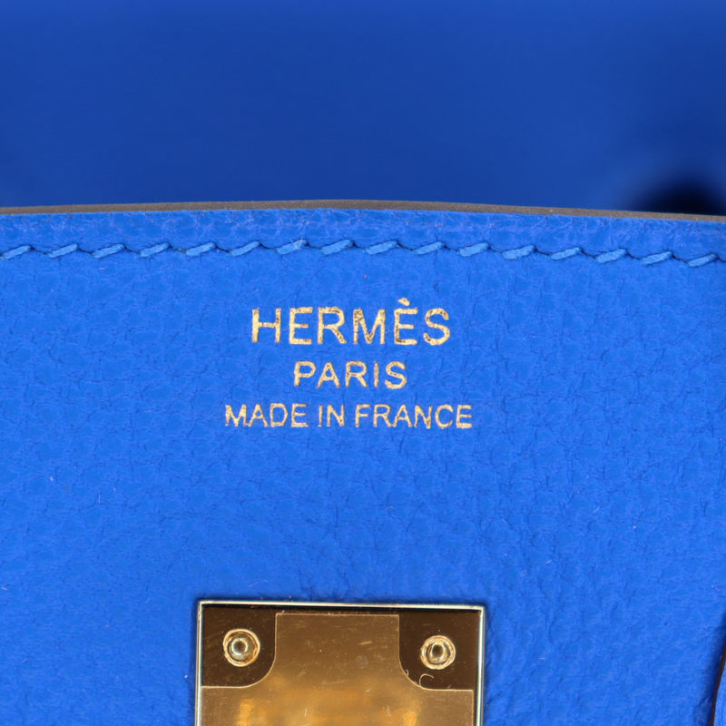 Hermès 25cm Birkin Bleu Hydra Togo Leather Gold Hardware