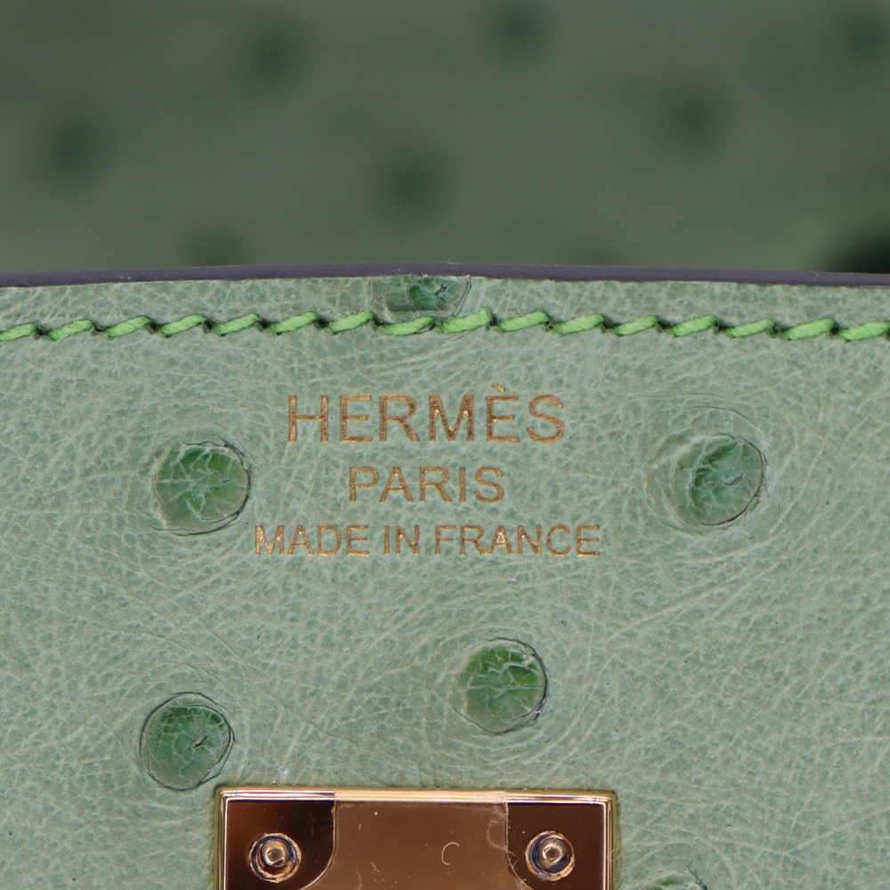Hermès 25cm Birkin Vert Criquet Ostrich Gold Hardware – Privé Porter