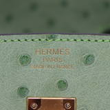 Hermès 25cm Birkin Vert Criquet Ostrich Gold Hardware