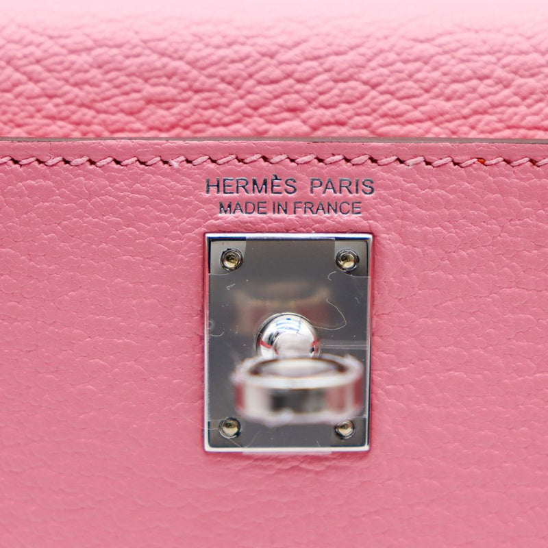 Hermès Kelly II Sellier Mini Verso Rose Confetti/Orange Chevre Leather Palladium Hardware