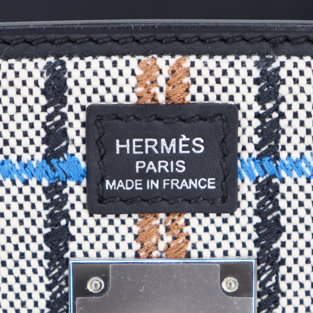 Hermès 29cm Birkin Shoulder Embroidered Canvas/Swift Ecru Leather